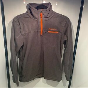 Eddie Bauer Fleece Pullover Kid 14 Gray Zip Chest Pocket 1/4 Zip Boy